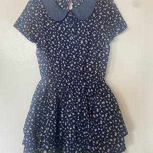 La Miniatura Navy Blue Cotton Dress Size 4T